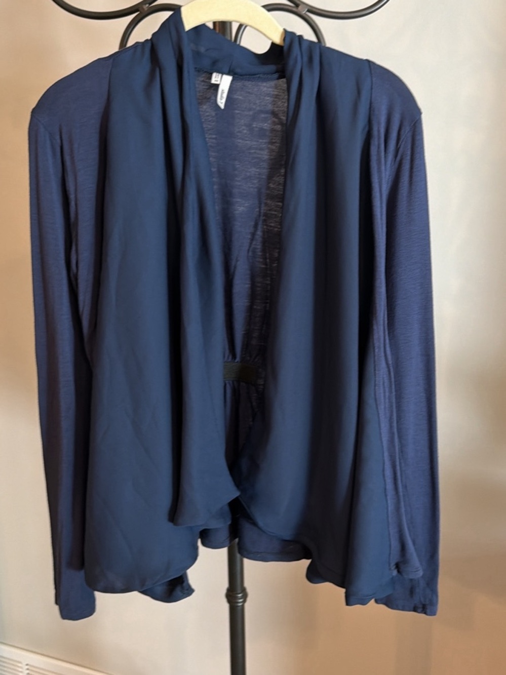 Studio Y Navy Open-Front Draped Cardigan